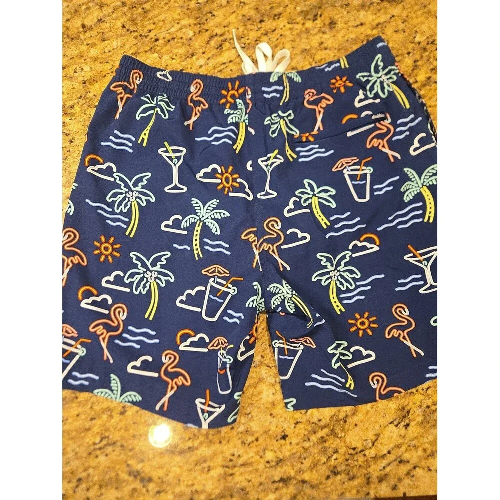 Chubbies Men’s Size Large “Neon Lights” 7” Lined Swim Trunk Shorts